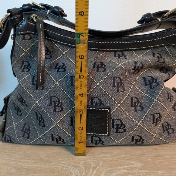 Vintage Dooney & Bourke Small Signature Shoulder Bag Gray Monogram Flaws - Picture 11 of 12